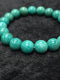 10mm Amazonite Round Beaded Bracelet . Length in 7.5 Inch Stretch Bracelet, Amazonite Bracelet-