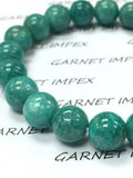 10mm Amazonite Round Beaded Bracelet . Length in 7.5 Inch Stretch Bracelet, Amazonite Bracelet-