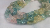 AQUAMARINE Multi color 8X12MM faceted Nuggets, Faceted tumble shape, Length 10”Top Quality AAAA