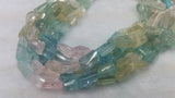 AQUAMARINE Multi color 8X12MM faceted Nuggets, Faceted tumble shape, Length 10”Top Quality AAAA