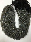 LABRADORITE Smooth Heishi (Pack of 5 Strands) Labradorite Tyre 4mm size . Length 14 inch