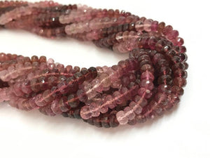 5MM Pink Tourmaline faceted Rondelle Top quality 16.5" Strand, Natural Pink tourmaline micro faceted beads , origin Madagascar