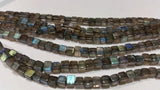 Labradorite Cube Beads , Blue Labradorite Box 5MM- length 14 inch