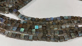 Labradorite Cube Beads , Blue Labradorite Box 5MM- length 14 inch