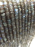 Labradorite faceted Roundel 7mm, 10'' long, natural labradorite with Blue Fire