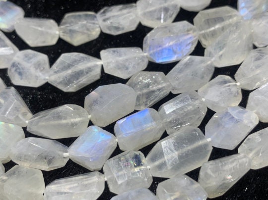 Rainbow Moonstone Faceted Nugget Beads, 9X11 MM  Approx Size, Rainbow Moonstone Faceted Tumble, Length 10 Inch- AAA Quality Beads