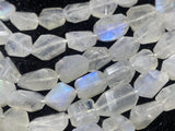 Rainbow Moonstone Faceted Nugget Beads, 9X11 MM Approx Size, Rainbow Moonstone Faceted Tumble, Length 10 Inch- AAA Quality Beads