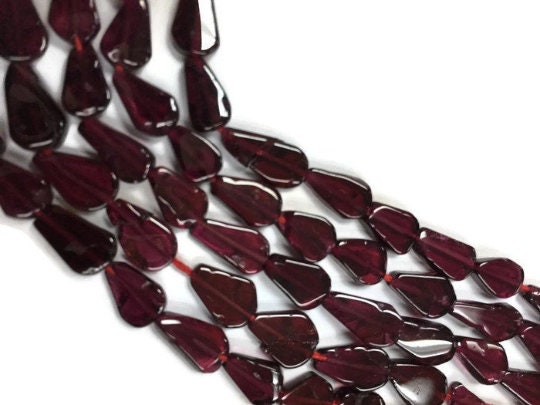 5 Strands, Garnet Pear cum Drop Beads, 16 Inch Strand, 7x11mm