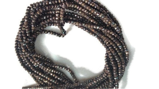 Pyrite faceted Chocolate Mystic 3-3.5mm , Length in 13.5