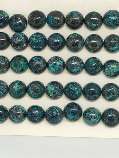 8MM Chrysocolla Round cabochon , (pack of 5 Pc)natural chrysocolla cabs. gemstone cabs. AAA quality cabs.