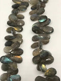 Labradorite Faceted Pear Drop Briolettes, Pear shape 9X13mm, Natural Blue Flash Labradorite , Top Quality Almond shape