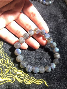 10MM Labradorite Round Bracelet , Top Quality perfect round shape . Yellow and Blue Fire AAA Grade