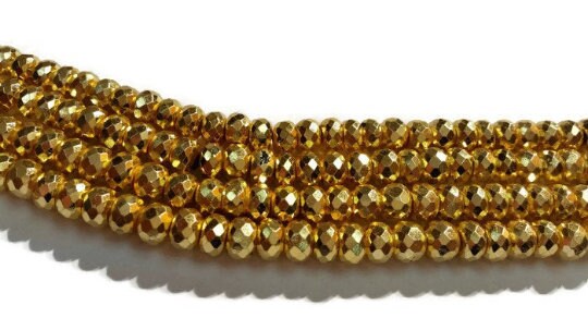 8mm Golden Pyrite Faceted Roundel 14