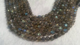 5MM Labradorite Round Faceted Beads , Good Quality with blue shining,length 14"