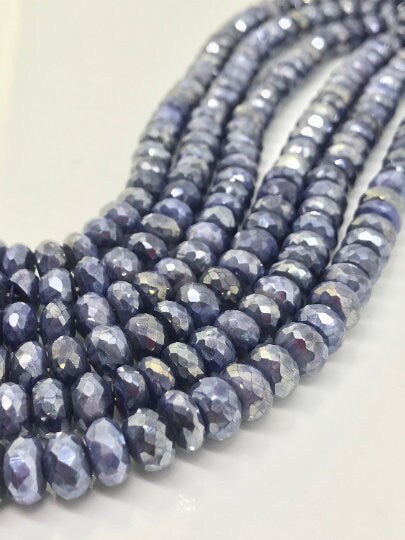 9MM Blue Moonstone Faceted Roundel Coating, length 14