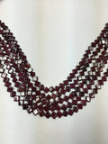 5 Strands, Garnet Square Shape ( Diagonally Drilled Beads) 16 Inch Strand, Top Quality