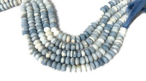 10MM PERUVIAN BLUE opal Smooth Roundel shape, Natural opal beads, Length 10" AA Quality shaded Blue Opal beads