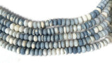 10MM PERUVIAN BLUE opal Smooth Roundel shape, Natural opal beads, Length 10" AA Quality shaded Blue Opal beads