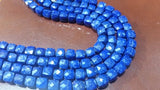 Lapis faceted Cube shape in 6mm , Lapis briolette .Lapis faceted Box shape . length 8 Inch
