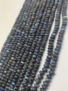 7MM Blue Labradorite Smooth Roundel Coating, length 14"  Smooth Labradorite Blue Coating