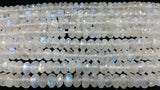 8MM RAINBOW MOONSTONE Faceted Roundel Shape, Blue Fire Good Quality faceted Roundel, Length 10" Good cutting beads