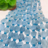 BLUE AQUAMARINE Flat Faceted Nuggets,Faceted tumble shape,Size 10-12X14-15MM , Length of strand 16" . blue Aquamarine tumble, origin Brazil