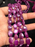 Pink Moonstone Coated faceted Oval Shape - Length 8 Inches , Flat Pear shape 10X14 MM , Moonstone coating