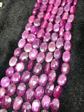 Pink Moonstone Coated faceted Oval Shape - Length 8 Inches , Flat Pear shape 10X14 MM , Moonstone coating