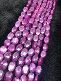 Pink Moonstone Coated faceted Oval Shape - Length 8 Inches , Flat Pear shape 10X14 MM , Moonstone coating