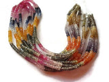 Multi Sapphire faceted Roundel Beads 4-MM All Natural sapphire beads. Top Quality precious stone beads