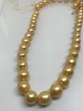 Freshwater Pearl Round beads ,10-12mm ,cultured freshwater pearl - Golden Color AA Quality 40cm Length code #02