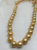 Freshwater Pearl Round beads ,10-12mm ,cultured freshwater pearl - Golden Color AA Quality 40cm Length code #02