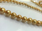 Freshwater Pearl Round beads ,10-12mm ,cultured freshwater pearl  - Golden Color AA Quality 40cm Length code #02