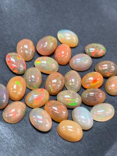 Ethiopian Opal Cabs 5x7 mm size Pack of 4 Pieces -Code #09- AA Quality (2A Grade) Opal Cabochon - Ethiopian Opal Oval Cabochon