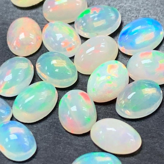 Ethiopian Opal 5x7 (6-Pcs) Pack -Code #06- AAAA Quality (4A Grade) Opal Cabochon - Ethiopian Opal Oval Cabochon