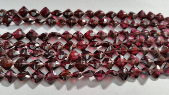 Garnet faceted Buff Kite Shape Beads , Length of strand 15