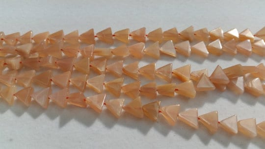1 Strand Pack, Moonstone triangle shape beads- Moonstone triangle beads 8 mm size - 14 inch length