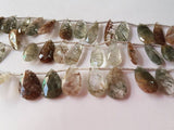 Rhutilated Quartz faceted Pear Shape - Length 8 Inches , Pear shape Size 9X16MM , Natural Rutilated . faceted briolette pear .