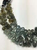 Moss Aquamarine Faceted Drops Briolettes 6x9mm- length 8 inches