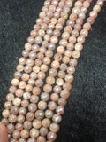 8MM Moonstone Faceted Round Coated Beads - length 8 Inch -Good Quality faceted beads- Peach Color