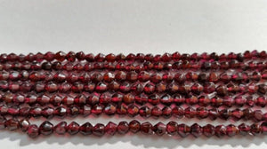 Garnet Round  Faceted 4mm drum polish AA Quality , Length 14"