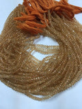 5MM Citrine faceted Roundel . Natural Citrine micro faceted beads. Length 13.5 Inch . faceted Roundel , machine cut faceted