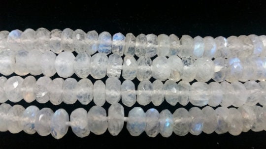 8MM Rainbow Moonstone faceted Roundel , Length 8