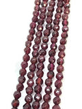 4MM Garnet Purple Faceted Round , Red Garnet round Faceted beads ,AA Quality, Micro cut beads , length 8"