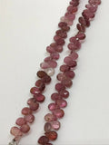 4X6MM Pink Tourmaline Faceted PearBriolettes, Tourmaline Briolettes, 8.5 Inch Strand Pink Color tourmaline , tourmaline layout .