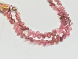4X6MM Pink Tourmaline Faceted PearBriolettes, Tourmaline Briolettes, 8.5 Inch Strand Pink Color tourmaline , tourmaline layout .
