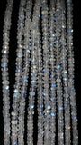 Rainbow Moonstone faceted Roundel 5.5MM , Top Quality , Transparent and blue Fire, AAAA Quality, Length 10"