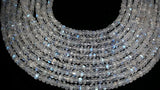 Rainbow Moonstone faceted Roundel 5.5MM , Top Quality , Transparent and blue Fire, AAAA Quality, Length 10"