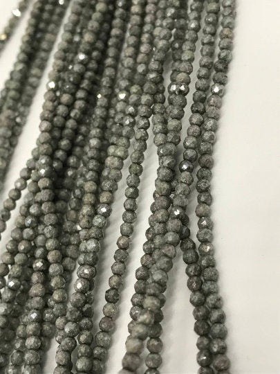 2MM Grey Moonstone Faceted Coating Round, Top Quality faceted, Rainbow faceted 2.0MM very fine cutting beads . Mirco faceted . length 16