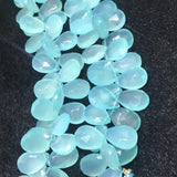 Chalcedony 13X18MM Faceted Pear Briolettes , Peru chalcedony Pear shape, Aqua chalcedony , Pack of 10 pieces ( 5 Pair )